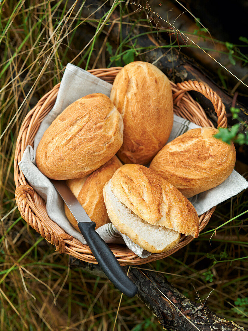 Basket of fresh Kieler Fettsemmeln