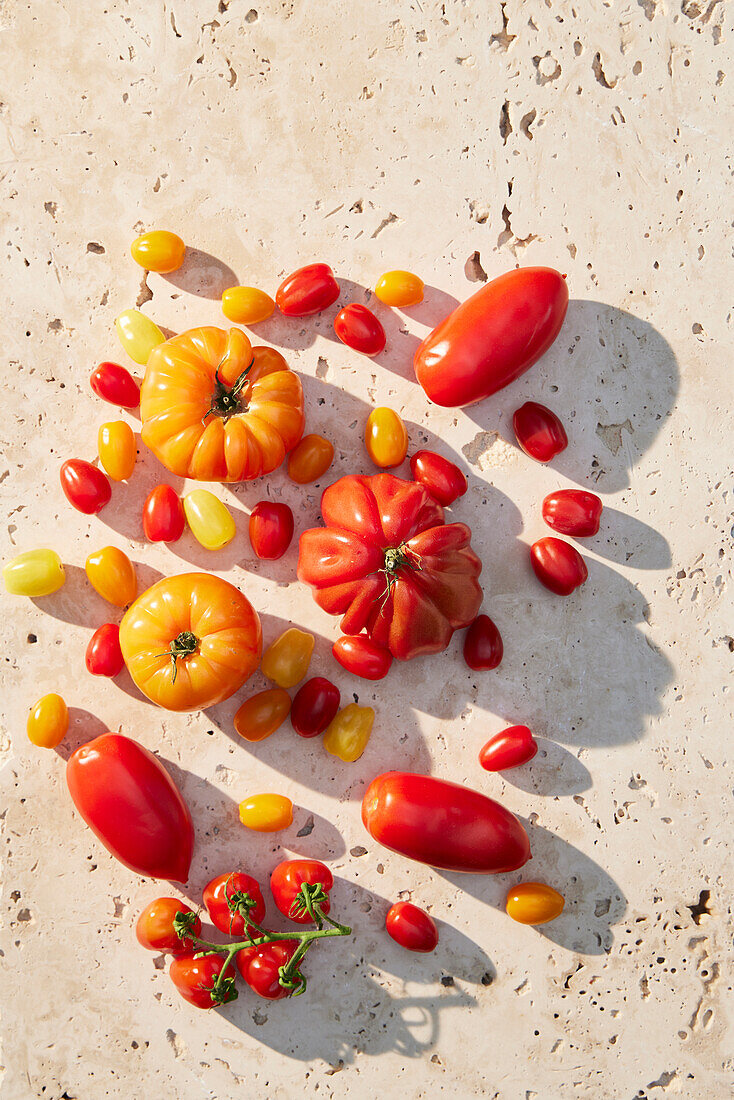 Assorted red and yellow tomatoes