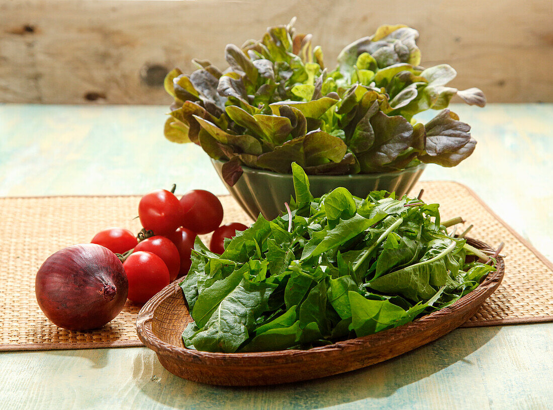 Ingredients for a dandelion salad