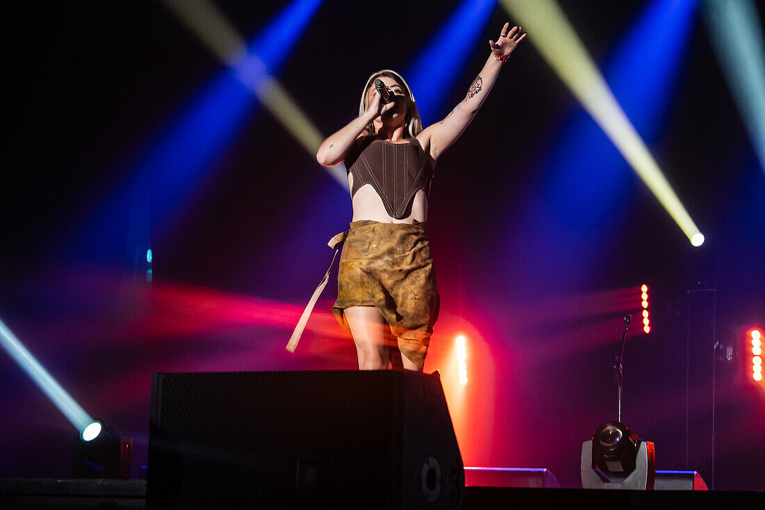 Alba Reche, winner of the awards for Song of the Year, Best Electronic Recording and Best Musical Production, performs live at the MIN Independent Music Awards 2024, Zaragoza, Spain