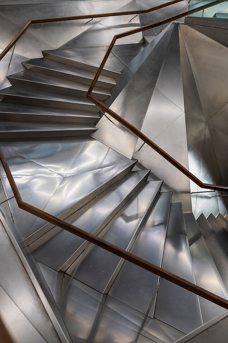 Interior stairs in CaixaForum, Madrid, Spain