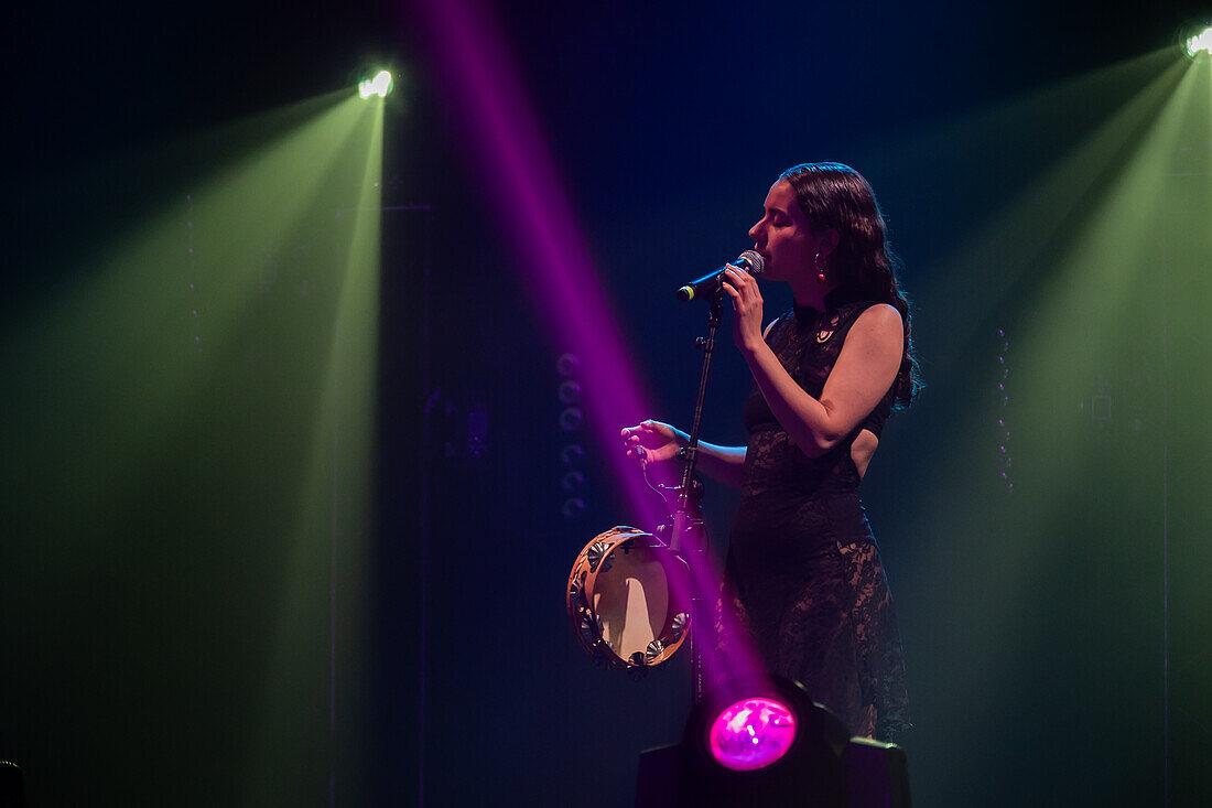 Fillas de Cassandra, Galician musical duo formed in 2022 by María SOA and Sara Faro, perform live at the MIN Independent Music Awards 2024, Zaragoza, Spain