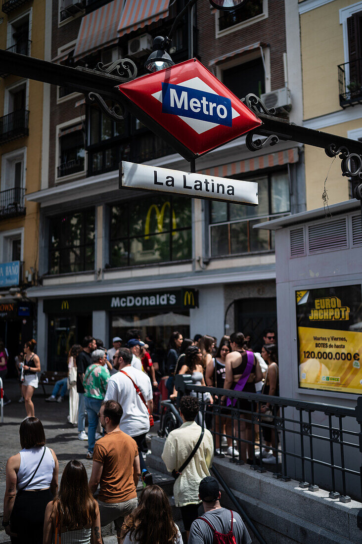 La Latina Metro stop in Madrid, Spain