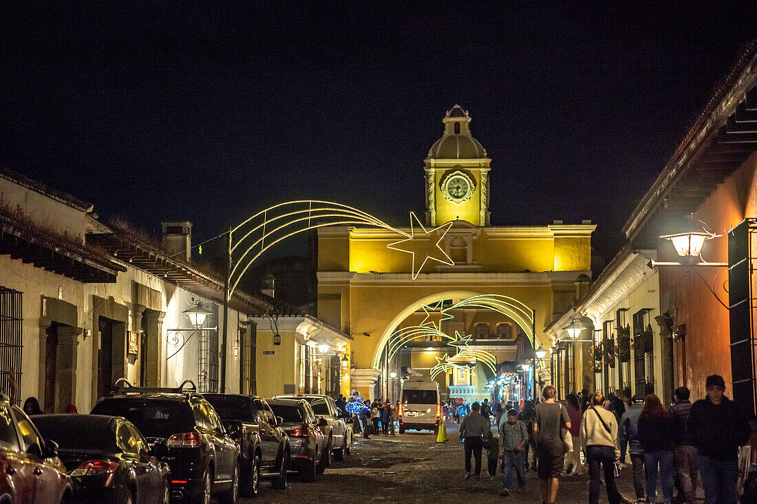 Santa Catalina Arch, Antigua Guatemala at night time