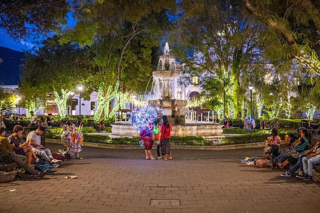 Antigua Guatemala Central Park at Christmas time