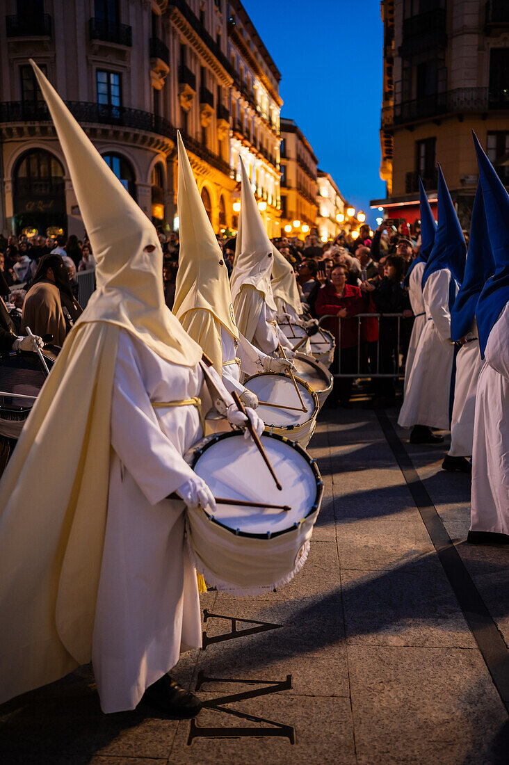 Holy Week Proclamation Procession that symbolizes the beginning of nine days of passion in the Plaza del Pilar in Zaragoza, Spain