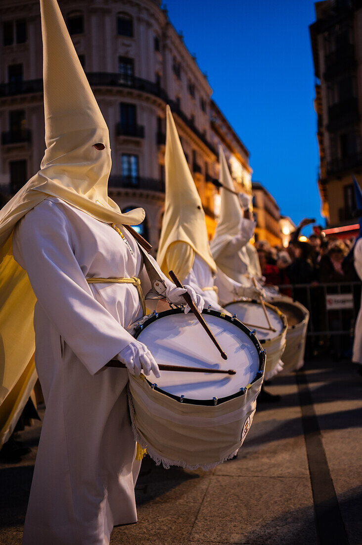 Holy Week Proclamation Procession that symbolizes the beginning of nine days of passion in the Plaza del Pilar in Zaragoza, Spain