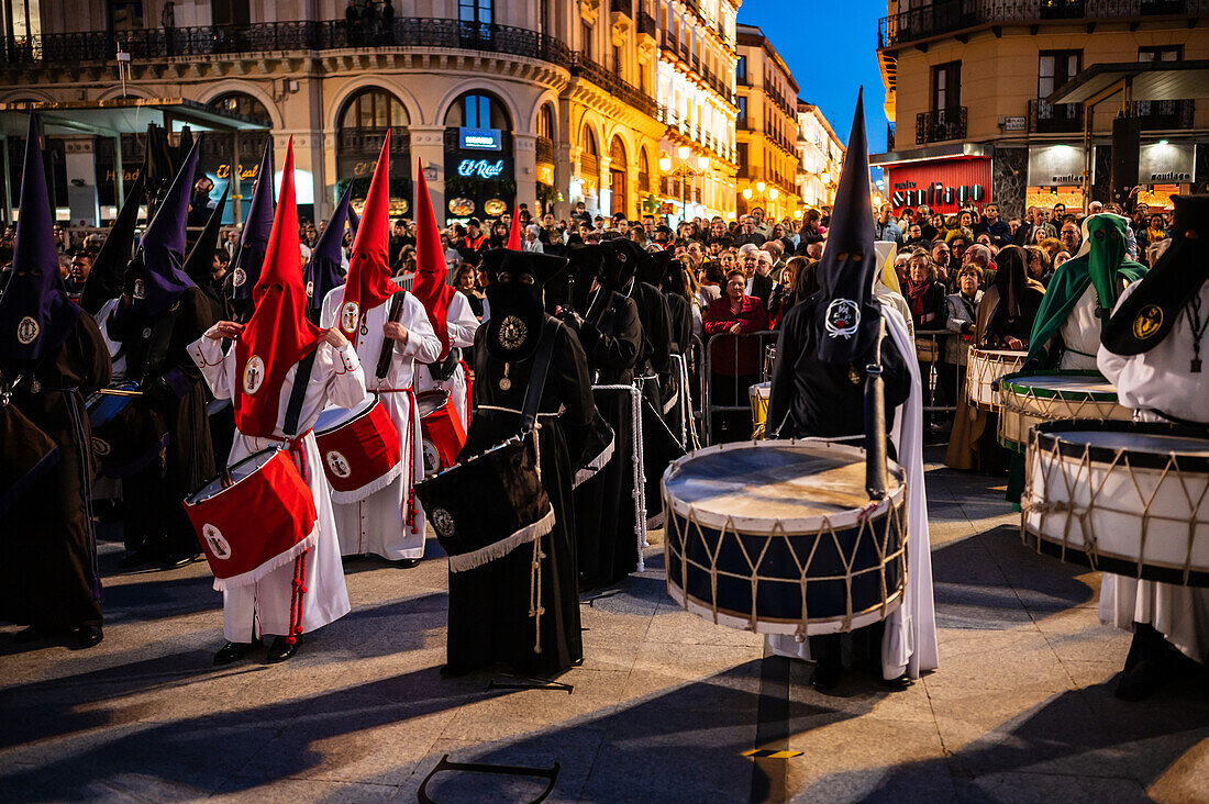 Holy Week Proclamation Procession that symbolizes the beginning of nine days of passion in the Plaza del Pilar in Zaragoza, Spain