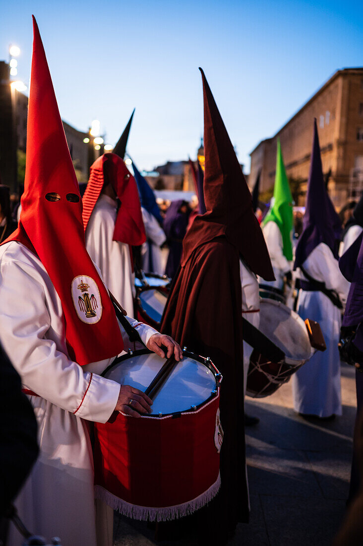 Holy Week Proclamation Procession that symbolizes the beginning of nine days of passion in the Plaza del Pilar in Zaragoza, Spain