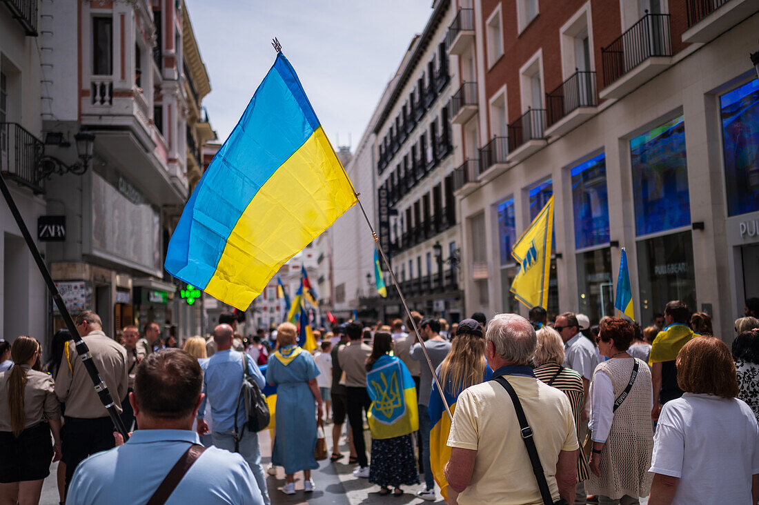 Protest against the Russian invasion of Ukraine in Madrid, Spain