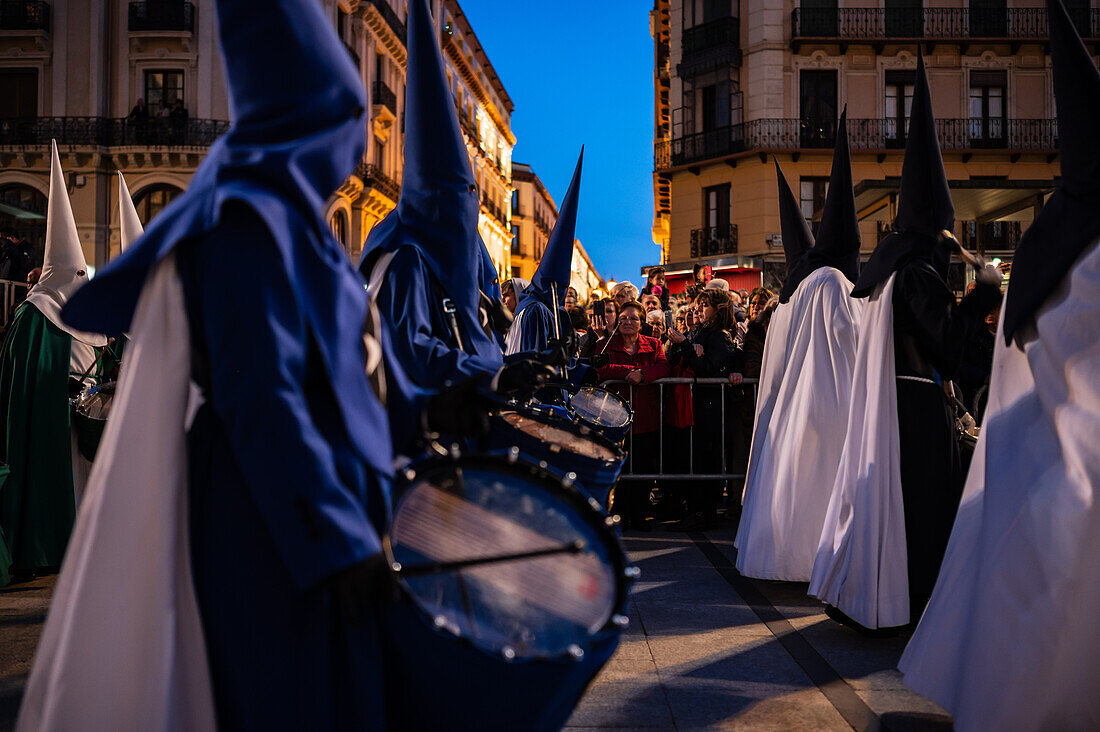 Holy Week Proclamation Procession that symbolizes the beginning of nine days of passion in the Plaza del Pilar in Zaragoza, Spain