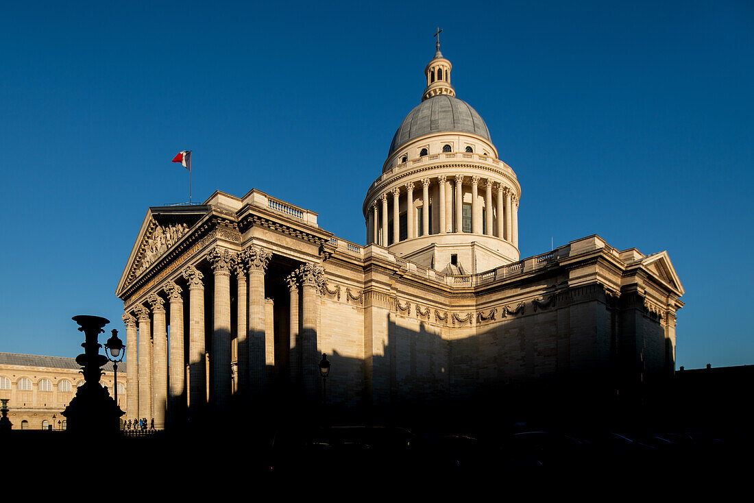 A view of El Panteon with a dome from the south side in Paris, France.