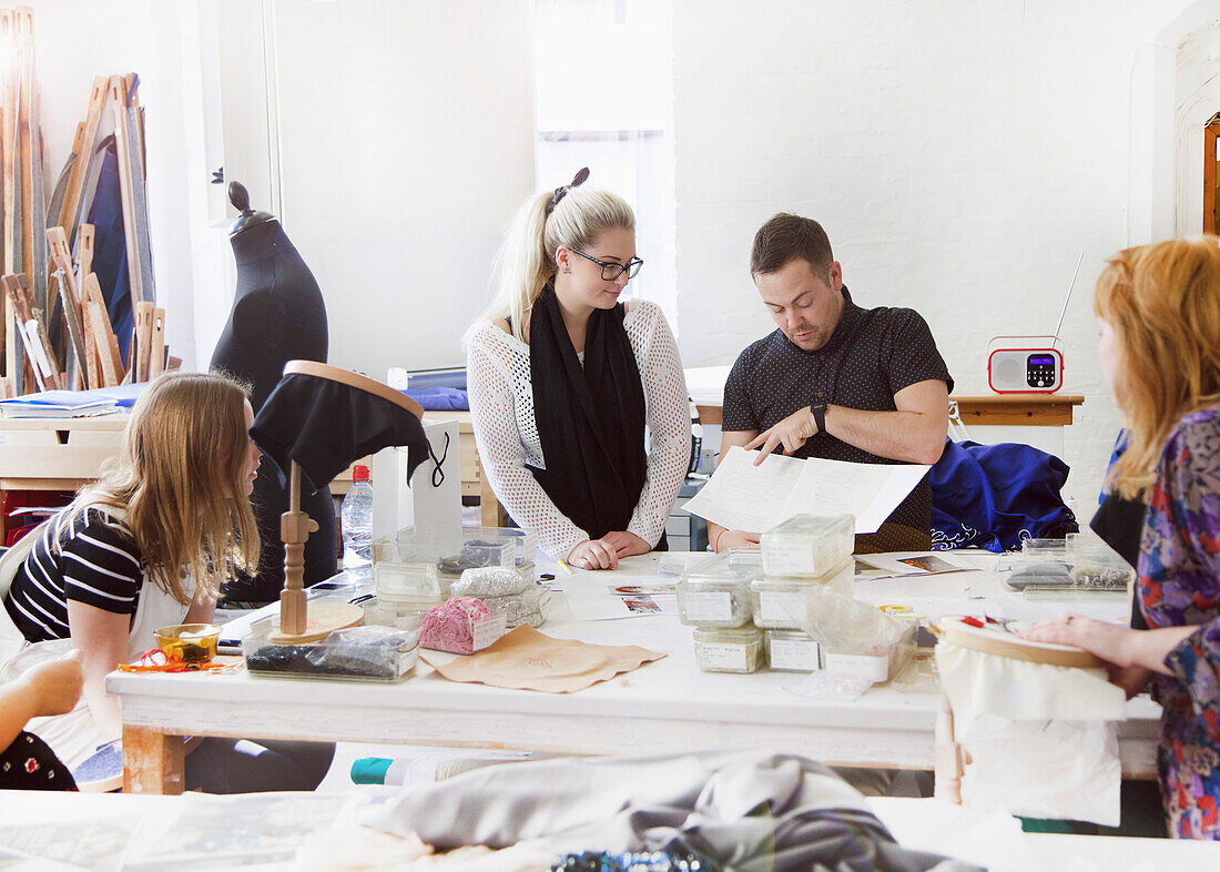 Design Professionals Working at Embroidery Studio