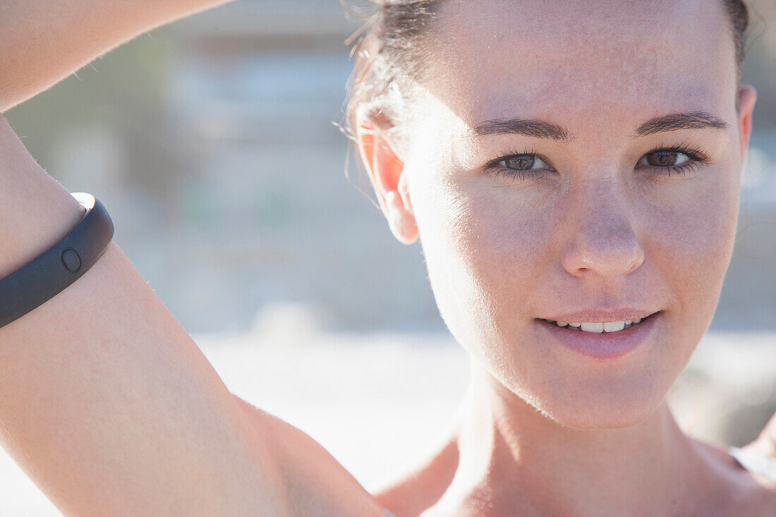 Close up Portrait of Young Woman Outdoors