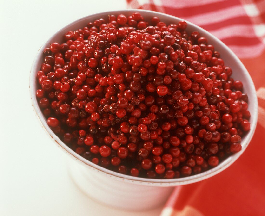 Cranberries in a white bowl