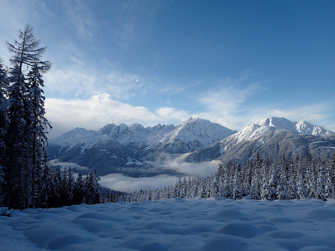 Austria,Tyrol, view over the Stubai alps from the hamlet of GLEINS