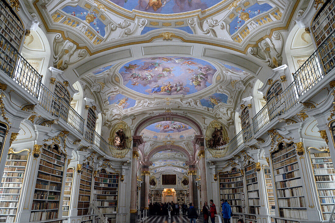 Austria,Styria,main room of the Admont monastic library built in 1776