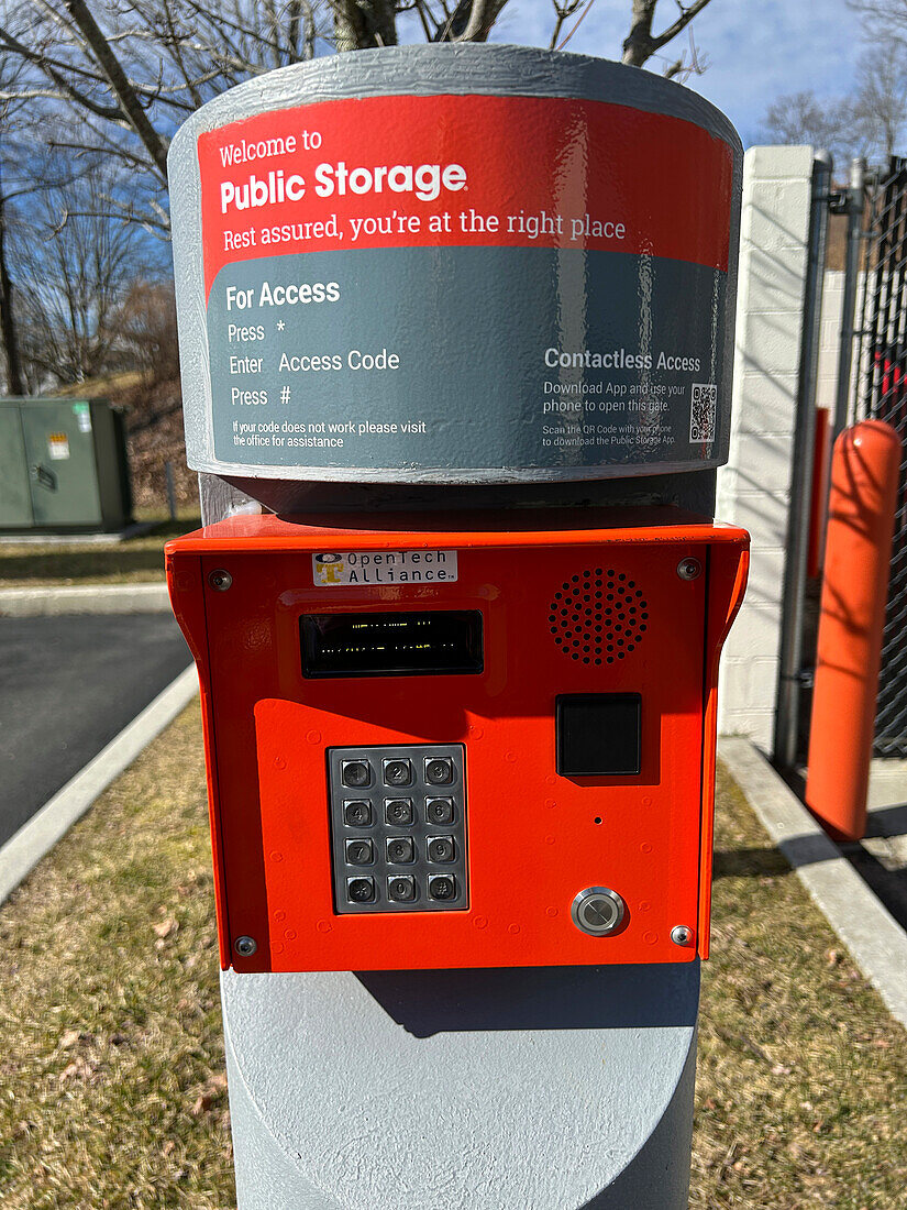 Security access keypad at public self storage facility