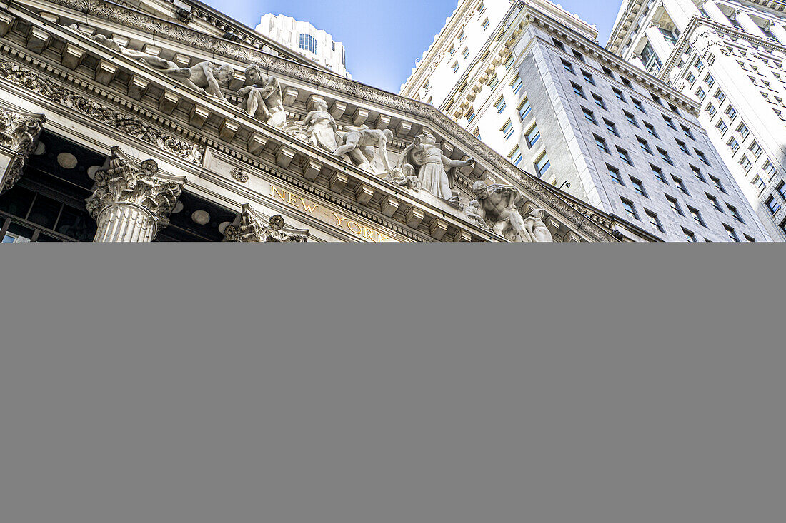 New York Stock Exchange, Tiefblick, Finanzdistrikt, New York City, New York, USA