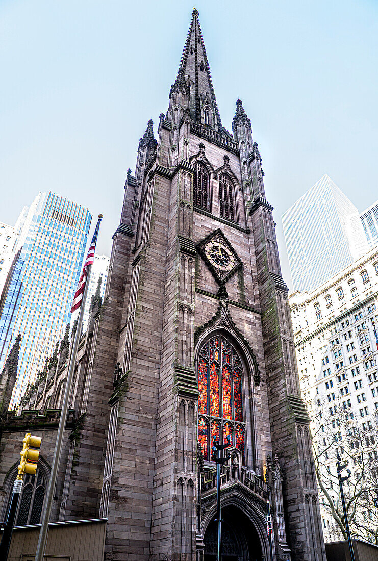 Trinity Church, low angle view, New York City, New York, USA