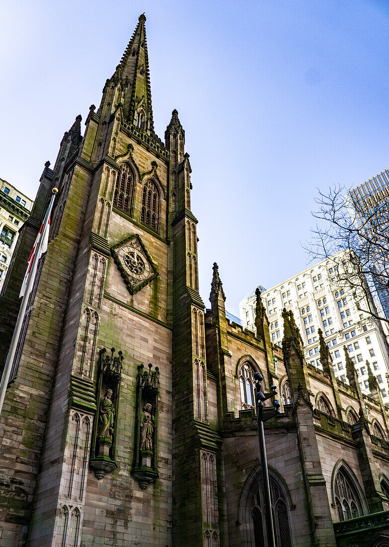 Trinity Church, Tiefblick, New York City, New York, USA