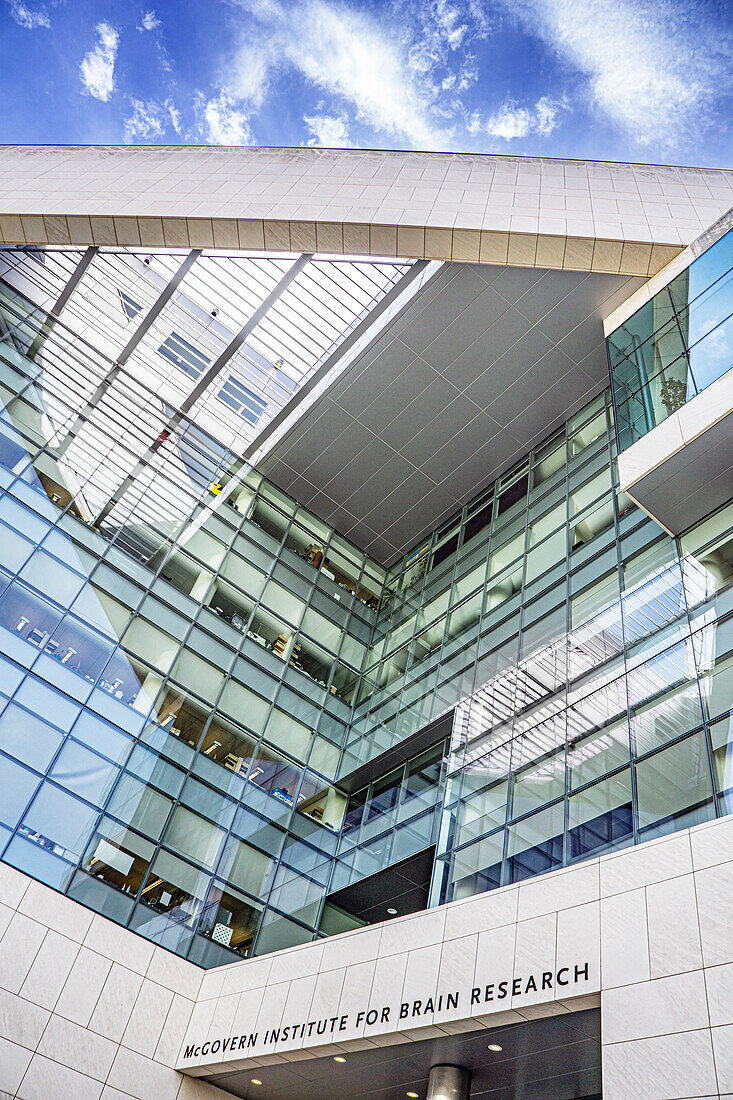 McGovern Institute for Brain Research, exterior low angle view, MIT, Cambridge, Massachusetts, USA