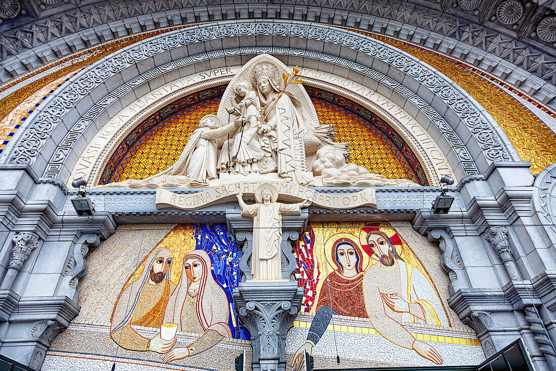 LOURDES,FRANCE - JUNE 15,2019: Ornament of Chapel the Rosary Basilica in Lourdes