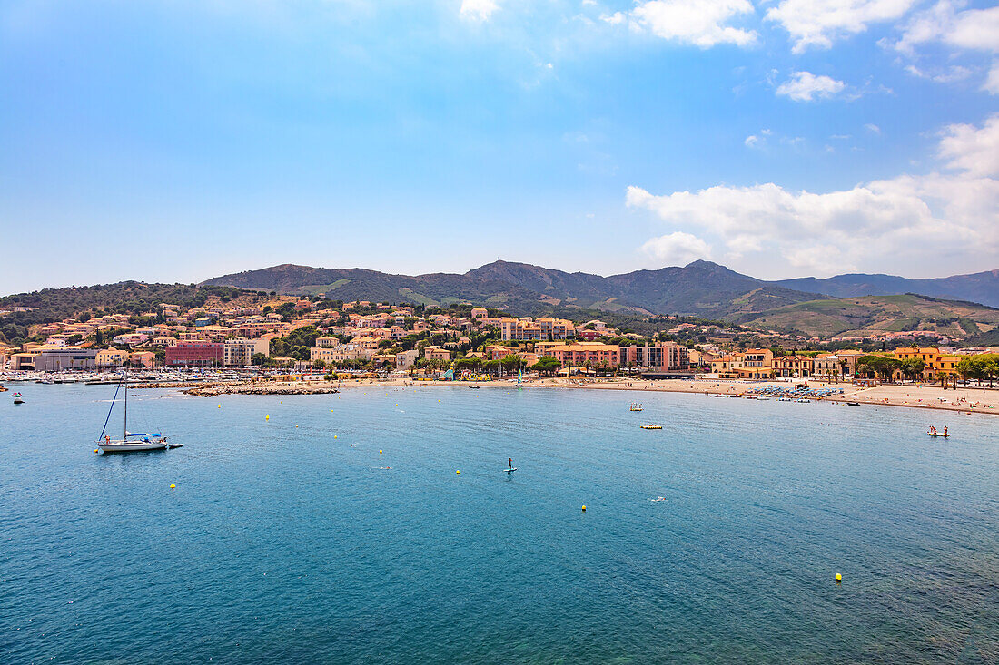 Banyuls-sur-Mer - 21 July 2019: Seaside of Banyuls-sur-Mer,Pyrenees-Orientales,Catalonia,Languedoc-Roussillon,France