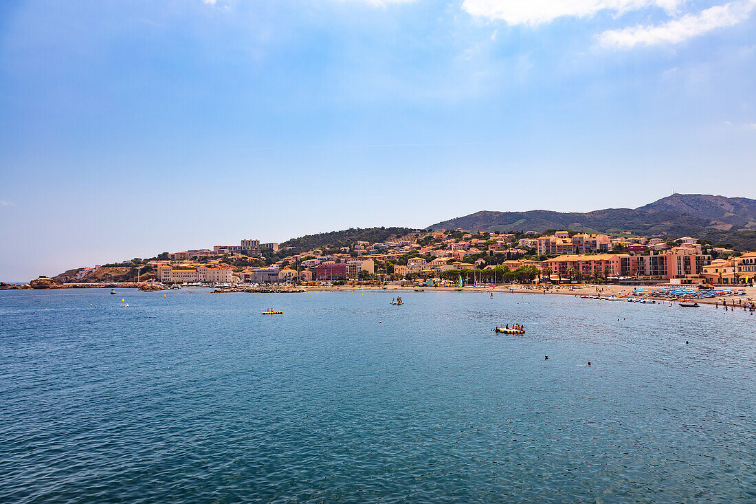 Banyuls-sur-Mer - 21 July 2019: Seaside of Banyuls-sur-Mer,Pyrenees-Orientales,Catalonia,Languedoc-Roussillon,France