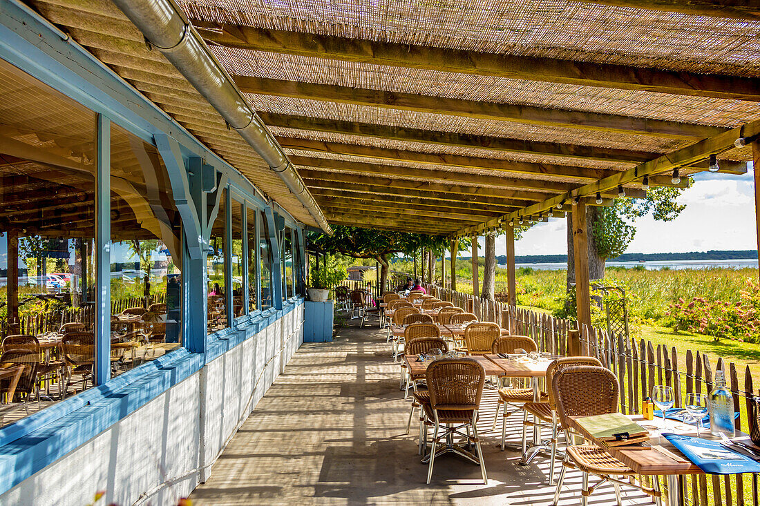 Seignosse,France,Terrace of Les Roseaux restaurant,France- September 06,landes,seignosse