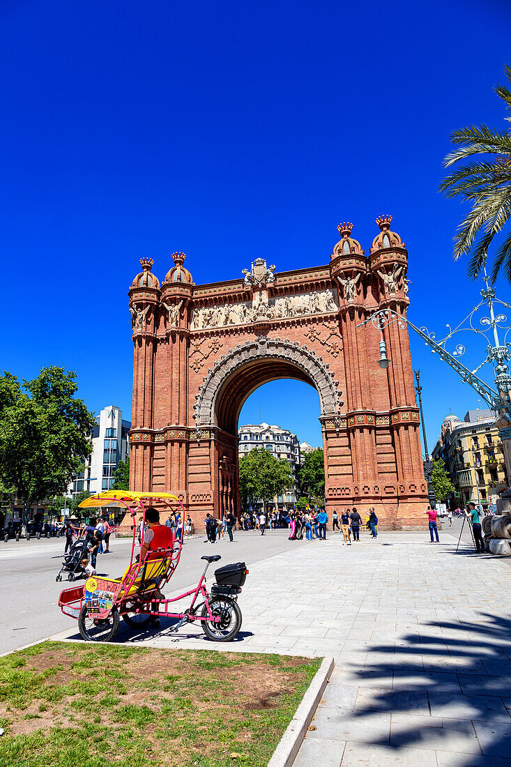 BARCELONA,SPAIN- MAY 31,2019 : Triumphal Arch of Barcelona. Triumphal Arch was built as the main gate for 1888 Barcelona World Fair by Josep Vilaseca i Casanovas.