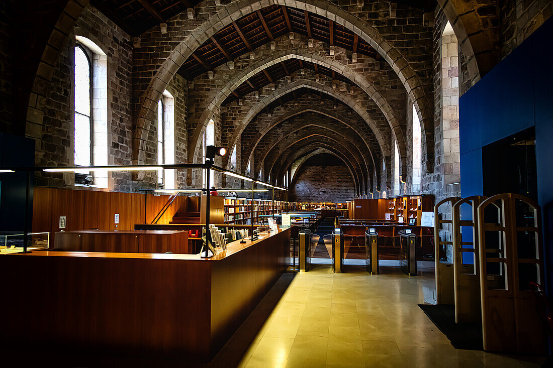 Barcelona,Spain - June 1,2019. Interior of the National Library of Catalonia,Barcelona