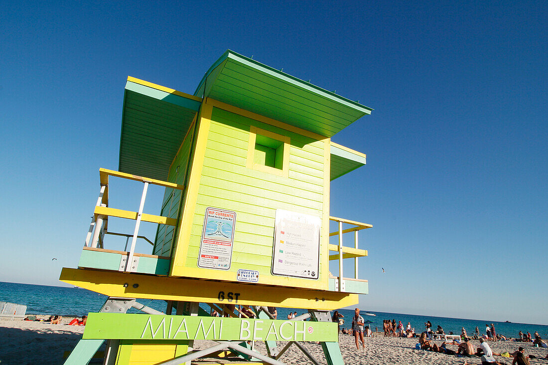 USA. Florida. Miami. Miami Beach. South Beach. The beach. Help station.