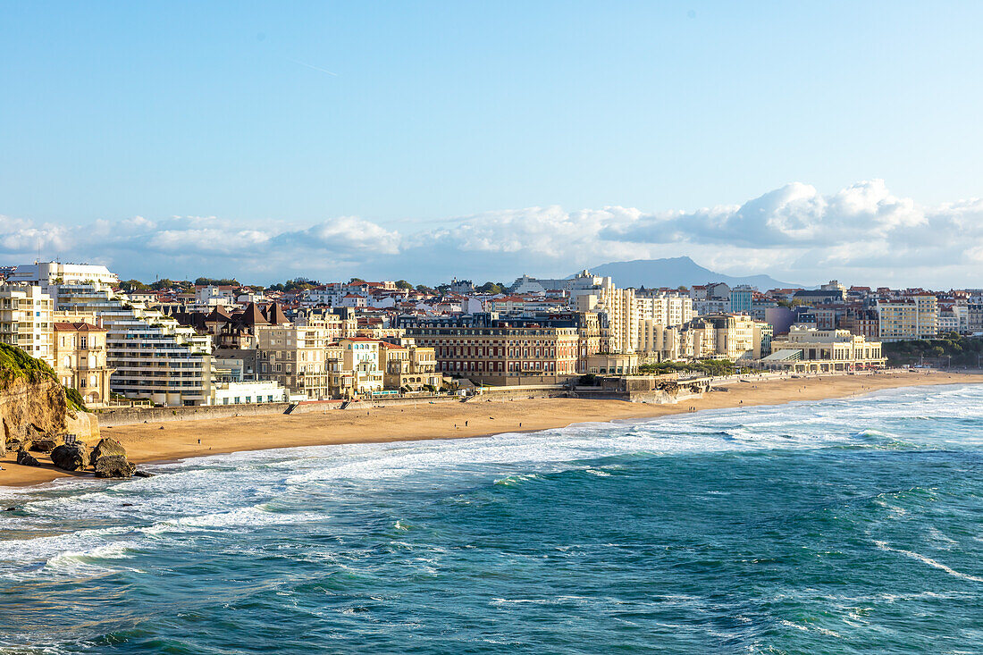 Biarritz,France - 06 September 2019 - View of the beach and the city of Biarritz, France