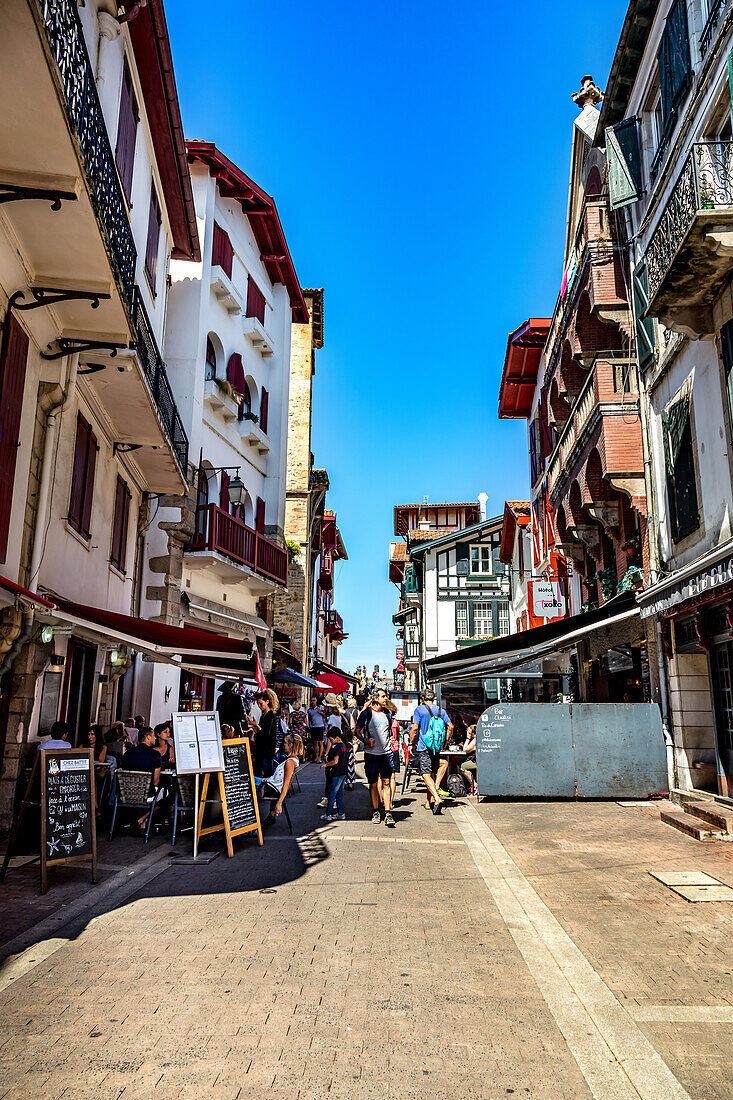 Saint-Jean-de-Luz,France - September 08,2019 - View of restaurants in the village