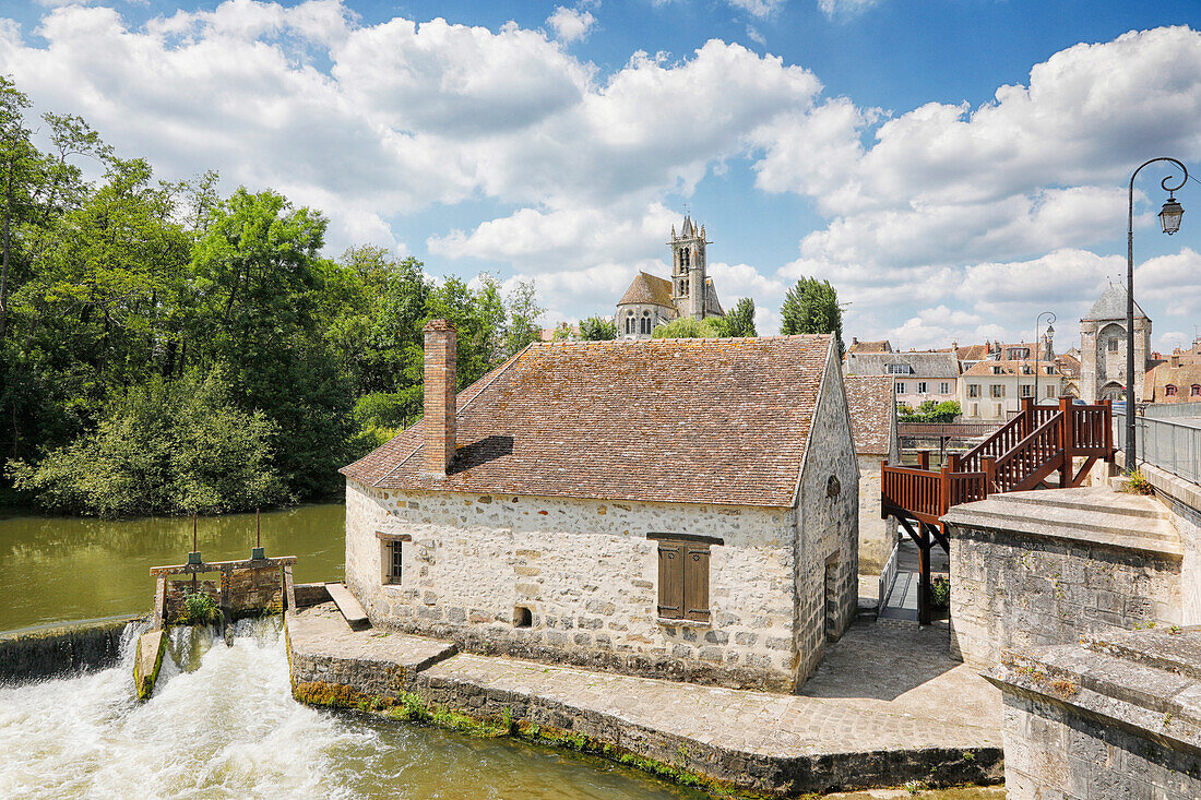 France. Seine et Marne. Medieval village of Moret sur Loing. Mill.