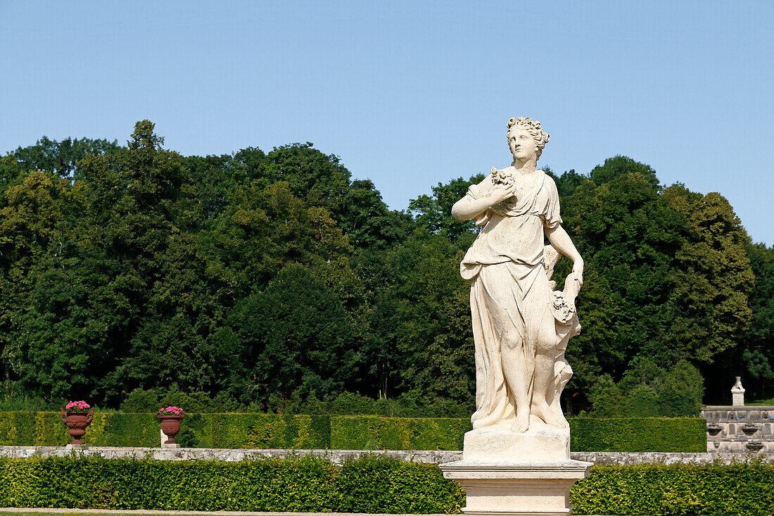 France. Seine et Marne. Castle of Vaux le Vicomte. The gardens. Statue "Flore".