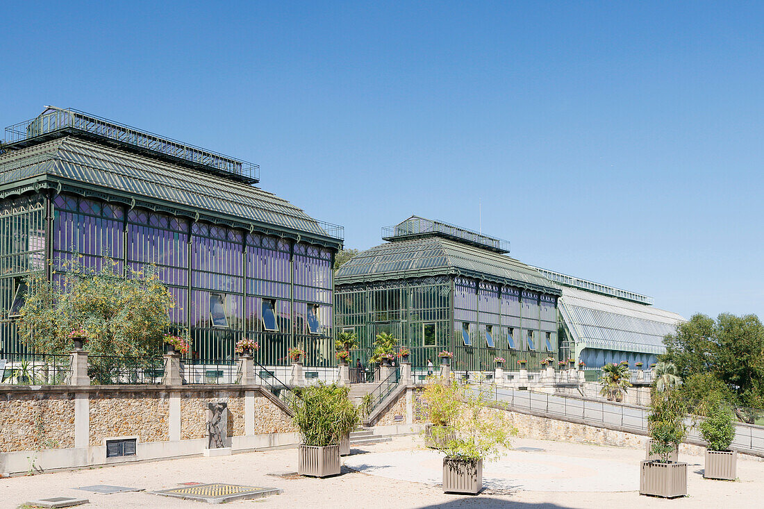 La France. Paris. 5. Bezirk. Der Garten der Pflanzen. Die Gewächshäuser und das Museum.