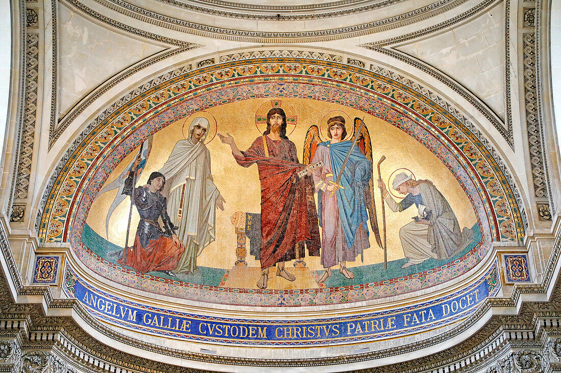 France. Paris. 5th district. The Pantheon. Painting Christ showing to the angel of France the destinies of his people,by Antoine Auguste Ernest Hebert.