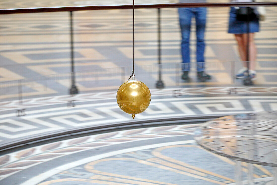 France. Paris. 5th district. The pantheon. The Foucault pendulum. Tourists in the background.