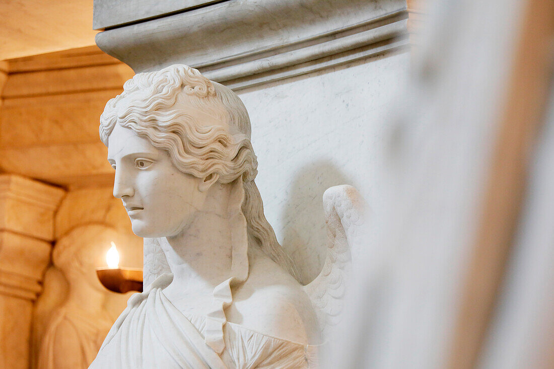 France. Paris. 7th district. Hotel invalid. Army museum. Napoleon's tomb. Sculpture representing the 12 allegories of victory,by Jean-Jacques Pradier.