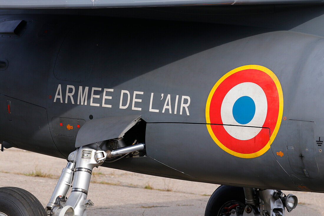 France. Seine et Marne. Melun. Airshow 2021. Air Force. Close-up of a Dassault-Breguet Dornier Alpha Jet aircraft.