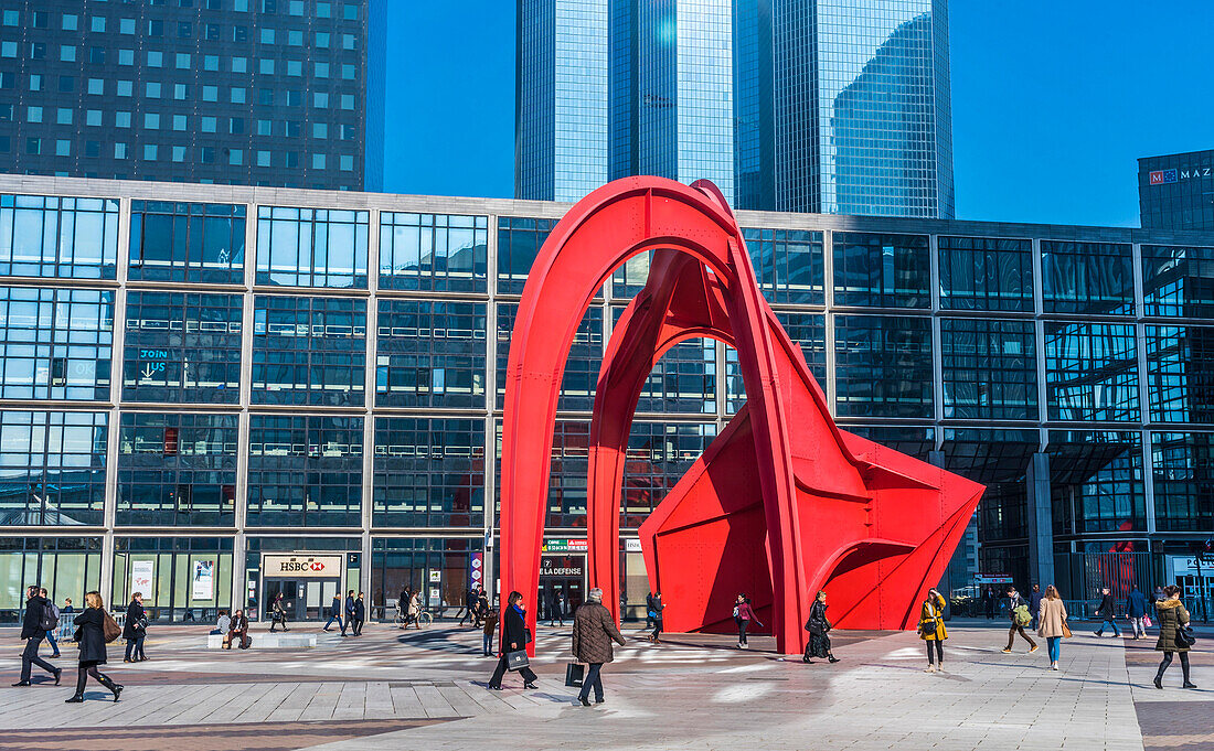 Grand Paris (Greater Paris),La Defense office district,sculpture by Alexandre Calder (Araignee Rouge or Grand Stabile Rouge) (Red Spider) 1976