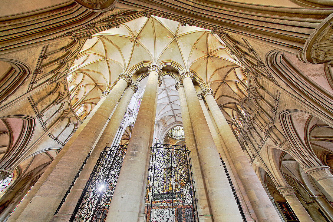 France. Normandy. Department of Manche. Coutances. Coutances Cathedral. Architectural detail of the altar.