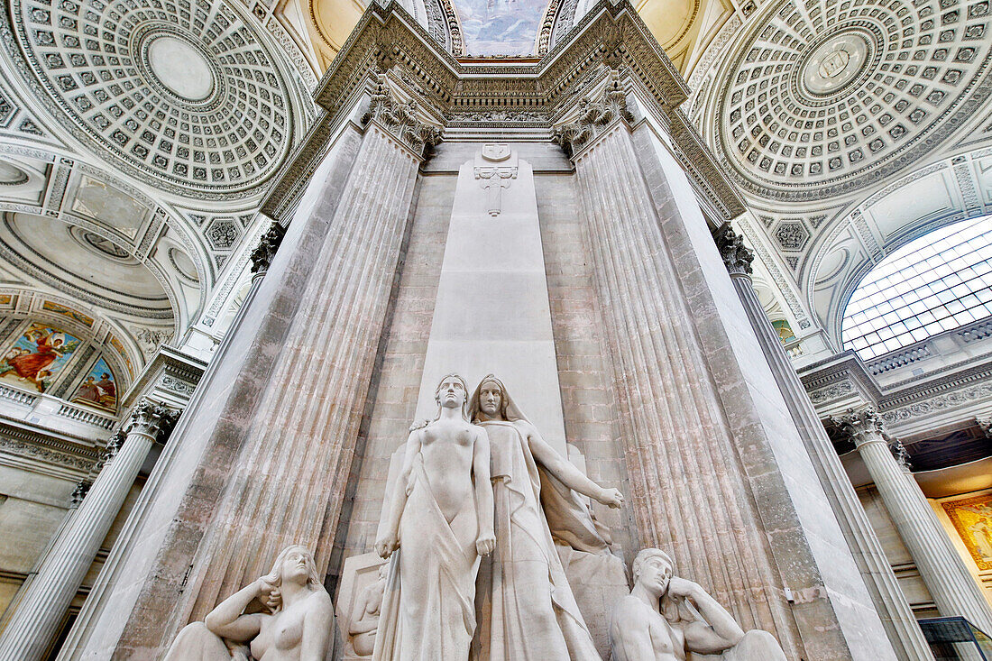 France. Paris. 5th district. The Pantheon. Sculpture To Diderot and the Encyclopedists,by Alphonse Camille Terroir.