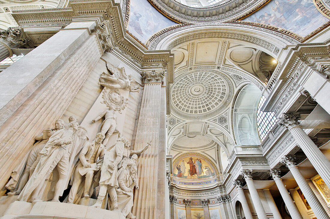 France. Paris. 5th district. The Pantheon. Sculpture To orators and publicists of the Restoration,by Laurent Honore Marqueste.