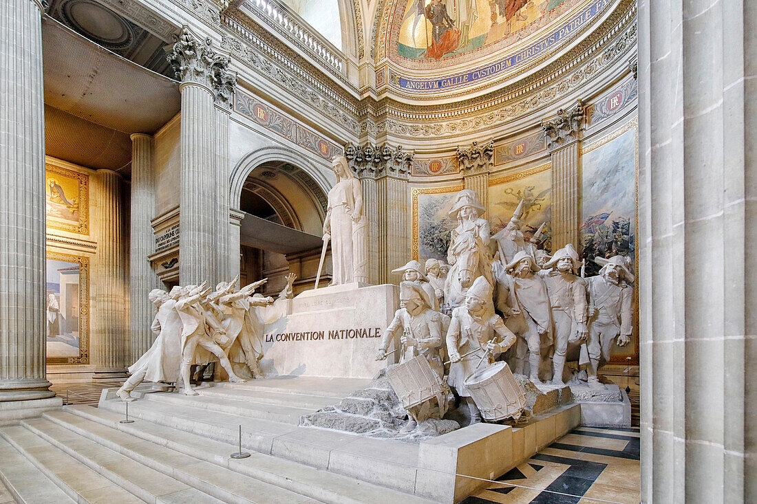 France. Paris. 5th district. The Pantheon. Sculpture The National Convention,by Francois Leon Sicard.