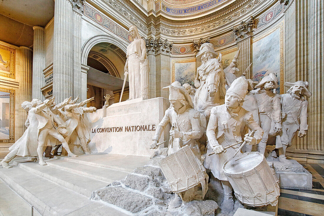 France. Paris. 5th district. The Pantheon. Sculpture The National Convention,by Francois Leon Sicard.