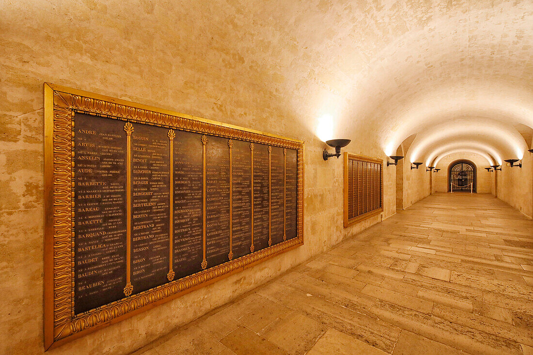 France. Paris. 5th district. The Pantheon. The crypt. In memory of the martyrs of the Revolution. Covid period. Without tourists.