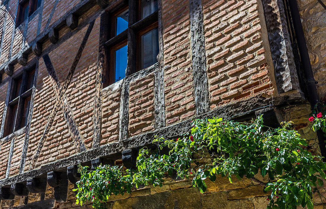 France,Quercy,Lot,half-timbered Midieval house in the rue Centrale